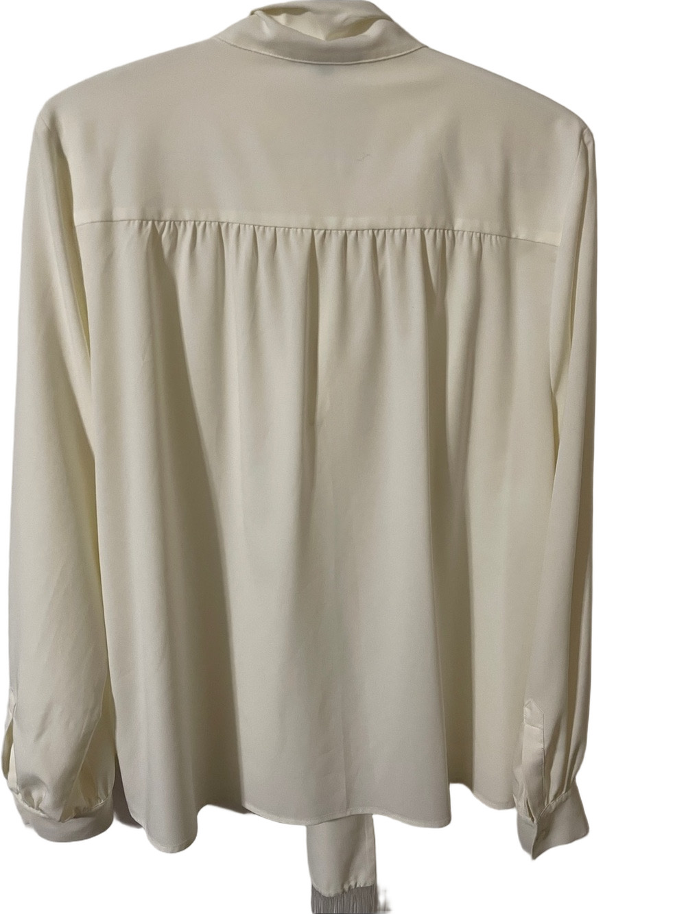 Pink Tartan Cream Blouse With Tie Size Large - Picture 5 of 5